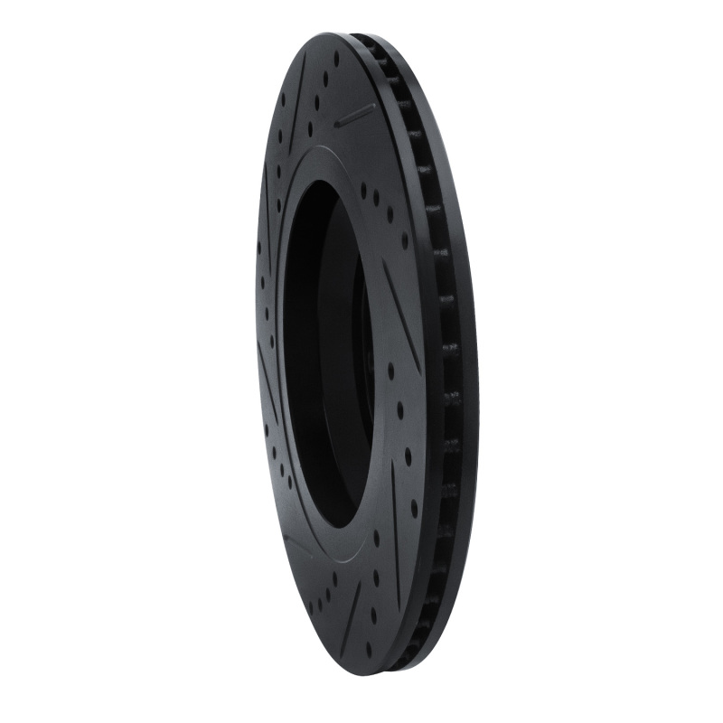 Audi RS Q3 Brake Rotor (1) - Rear Right - R1 Concepts - Drilled & Slotted - Black - `06-`25